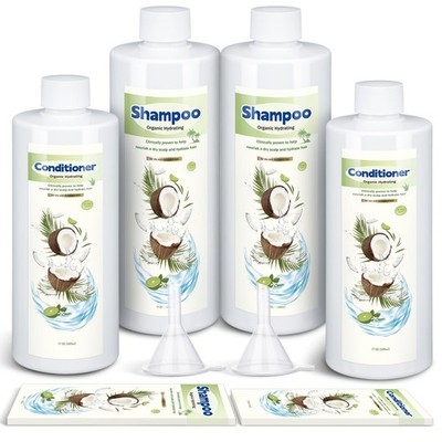 Silifine 4 Pcs Extra Large Plastic Flask Kit 17 Oz 34 Oz Empty Shampoo