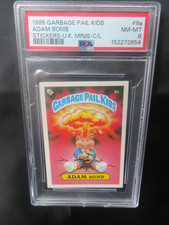 1986 Garbage Pail Kids   # 8a Adam Bomb Stickers - U.K. MINIS-C/L   PSA  8