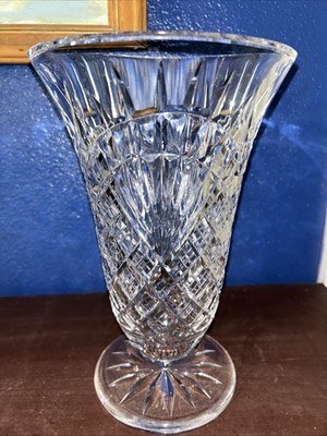 Early Waterford Crystal Footed Vase 10  Ireland