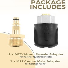 Paquete de 2 adaptadores de lavadora de alta presión para convertidor de pistola de lavadora Karcher K2-K7 M22