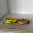2x Different Matchbox Lesney No 38 - Honda Motorcycle Trailers - Orange & Yellow