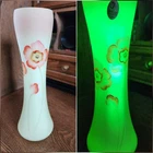 Fenton Burmese Uranium 11 Inch Poppy Vase #83/ 950: Hand-painted & Signed