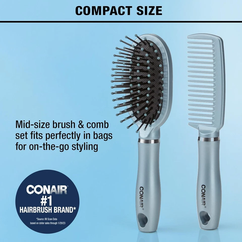 Detangling Hair Brush and Wide Tooth Comb Set 2 Pack Travel Size Random Color - Image 2 of 4