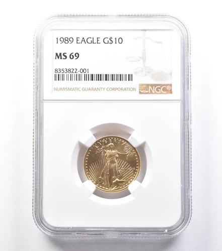 1989 $10 American Gold Eagle 1/4 Oz Gold MS69 NGC *1404