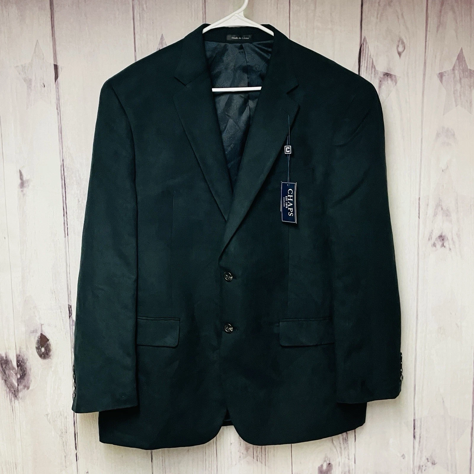 Chaps Mens Size 42 Button Jacket Blazer Black Coat