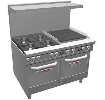 Southbend 4483AC-2CR Ultimate 4  Burner Gas Range w/ 24'' Right Charbroiler