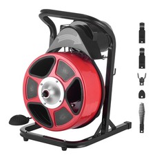 Uimoso Drain Cleaning Machine 50FT x 1/2Inch Manual Feed Snake with 4 Cutters