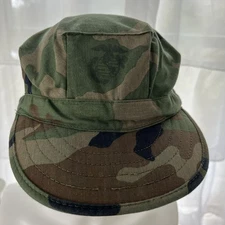 US Military Utility Cap Woodland Camo Emblem on Front