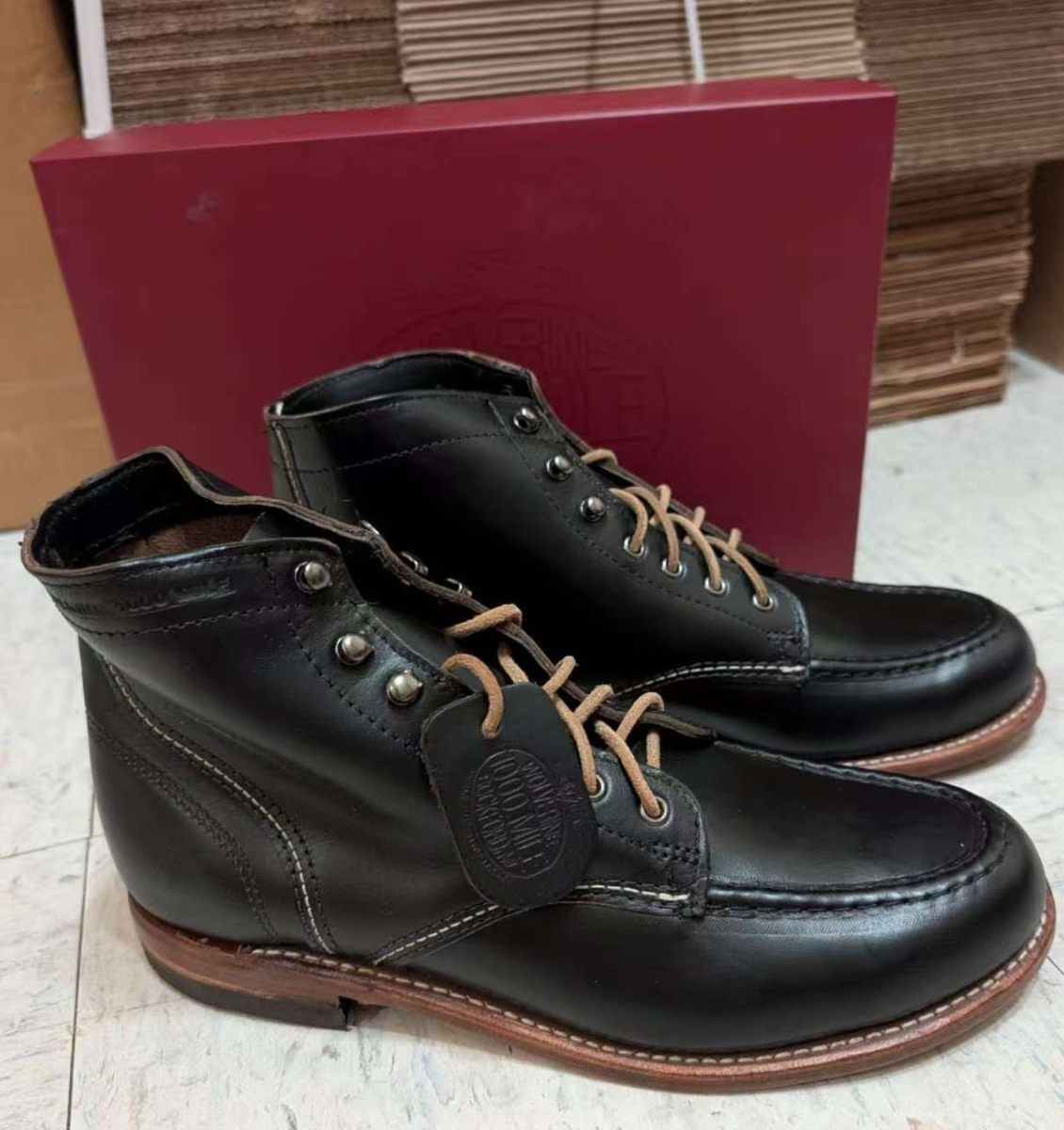 Wolverine Heritage 1000 Mile 1940 Men's W40504 Moc Toe Boot Black