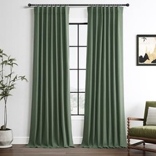 Full Blackout Curtains 90 Inch Long Room 52"W x 90"L Pack of 2 Olive Green