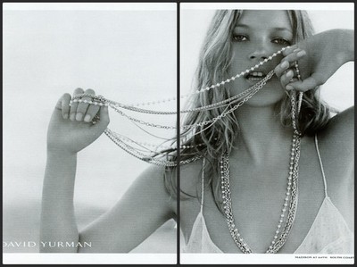 DAVID YURMAN magazine AD 038 OOP 2004 KATE MOSS 2 PGS ~ WALL DECOR