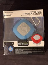 SoundLogic Bluetooth Shower Speaker with FM Radio and Carabiner in Blue