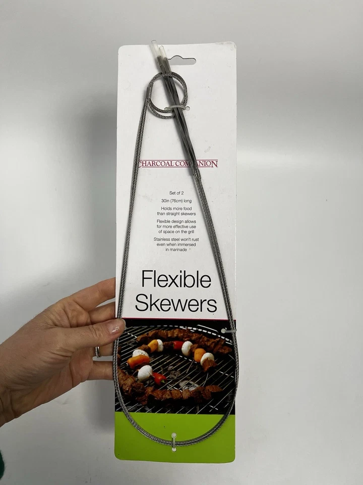 Charcoal Companion Stainless Steel FLEXIBLE Skewers 2 PACK 30" L0NG NEW - Image 2 of 4