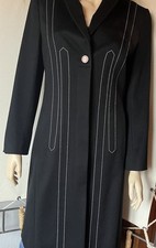 ESCADA Wolle Kaschmir Mantel 36 ♥️ Schwarz/ Streifen Weiß Naht Klassiker Jades