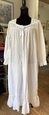Women s Willow Creek Cottagecore Nightgown White Cotton Pinstripe Size Medium