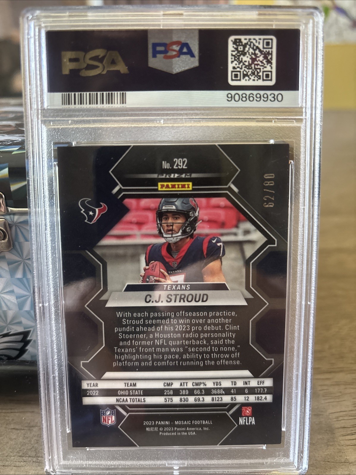 2023 Mosaic Cj Stroud Fusion Red And Yellow Choice /80 PSA 9 Texans view 2