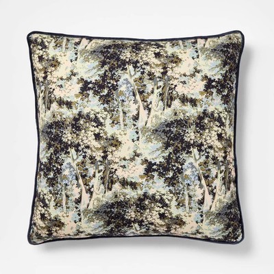 24''x24'' Abstract Tree Printed Throw Pillow with Gusset Navy - Threshold designed