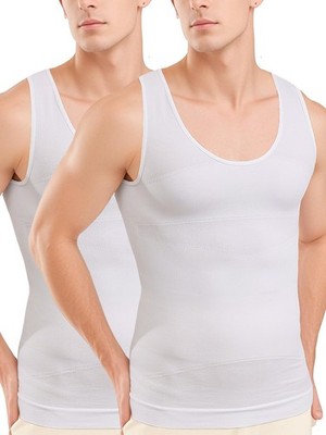 2Pack Men s Shapewear Compression Tank Top Tummy Slimmer Undershirt Fitness Gym