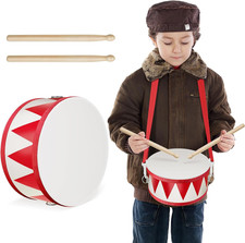 Kids Drum Set 8 Inch Wooden Toy Drum with Adjustable Strap 2 Drumsticks Educatio