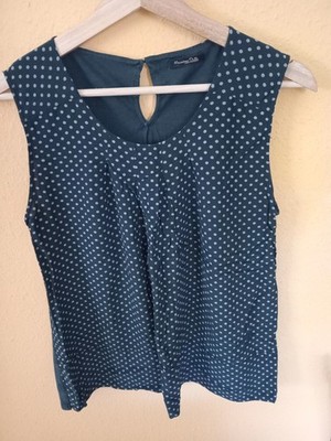 Massimo Dutti Damen Oberteil) Grün mit Punkten   Größe XL Top Zustand