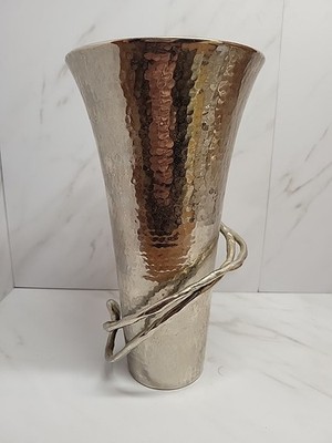 Michael Aram Vase 9.5  T Wisteria Collection Hammered Nickleplate Metal