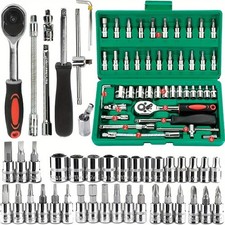Mechanics Tool Set Kit Socket Ratchet Wrench Set Car Repair Tool Case 46-Pcs