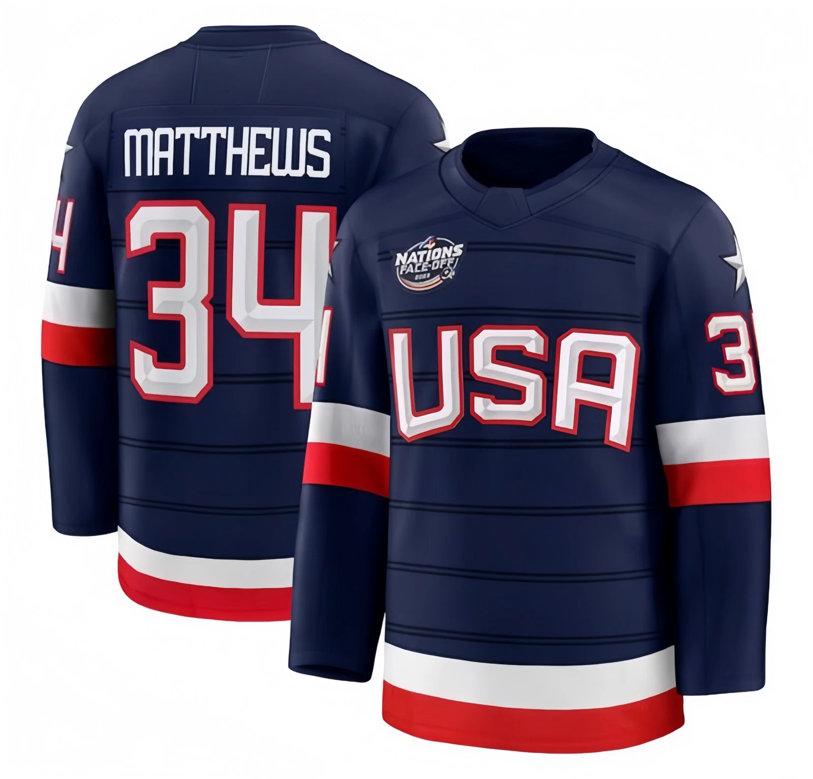 Custom Men's Navy 2025 4 Nations Stitched Hockey Jersey