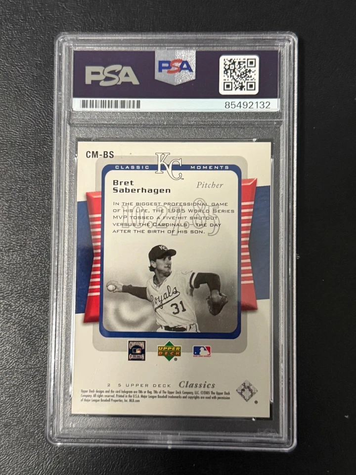 Bret Saberhagen autograph signed 2005 Upper Deck Classics baseball card PSA SLAB - Image 2 of 2