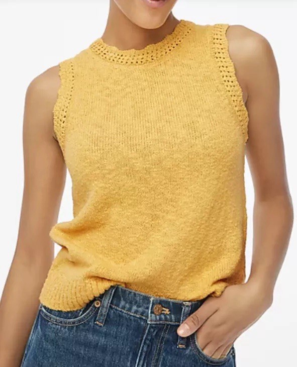 J. Crew Factory Slub Sleeveless Sweater Top in Warm Honey Yellow XS