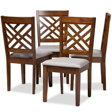 Baxton Studio Caron Wood Dining Chairs in Gray (Set of 4)