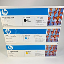 Genuine HP CC530A CC531A CC532A 304A Toner Lot of 3 OEM Black Cyan Yellow Sealed