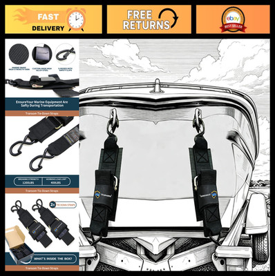 Adjustable Marine Grade Boat Tie Down Straps for Trailer - 2'' x 48'' Safety Clips