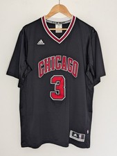 Dwyane Wade 3 Chicago Bulls Adidas Jersey Swingman NBA Sleeves Black Sewn Men XL