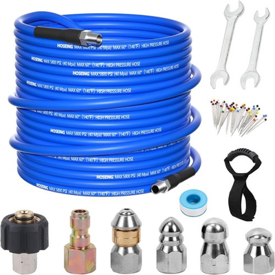 #ad #ad 50FT Pressure Washer Sewer Jetter Kit 5800 PSI Water Jet Drain 50 FT Blue $57.11