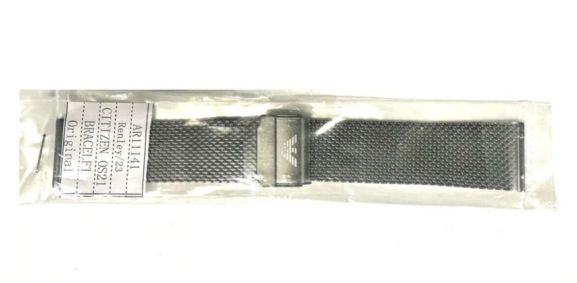 EMPORIO ARMANI AR11141 Metal Grey 22 MM Clasp Buckle Watch Strap Band Genuine