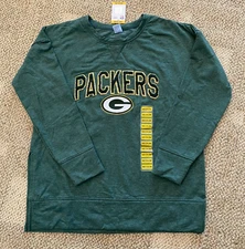 Women's M NFL Team Apparel Green Bay Packers LS Sweatshirt Top Sparkle Bling