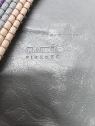 Claudia Firenze Light Blue Leather Purse Tote with Purple Lining Vintage GC - Picture 2 of 11