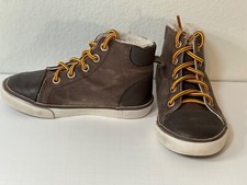 GYMBOREE Brown Lace Up Shoes Hi Top Bootie Faux Fur Lining Toddler Boy Size 8