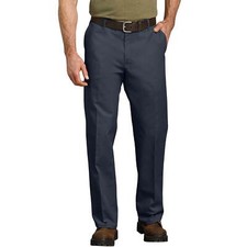Genuine Dickies Men's Navy Relaxed Fit Straight-Leg Flat Flex Pants: GP6388DN