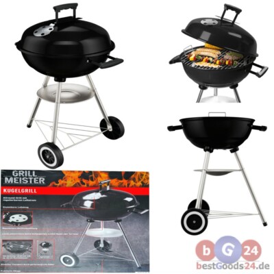 Holzkohle Kugelgrill 44 cm Ø   Parkside Grillmeister   Emailliert   Mit Rollen