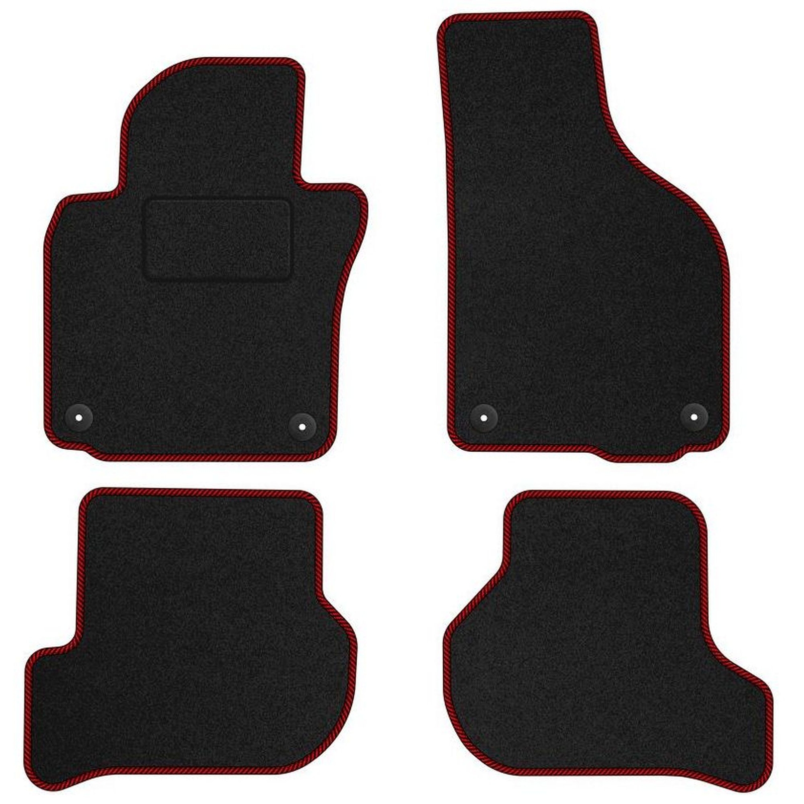 Tapis sol velours premium STREAK rouge pour VW Golf V 2003-2009 finition haute couture