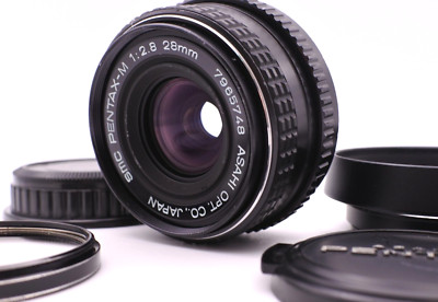 Mint] SMC Pentax M 28mm f2.8 MF Wide Lens K Mount w/ Hood