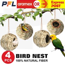 4X Bird Nest Home Breeding Nest Box Grass Weave Canary Finch Budgie House Ball