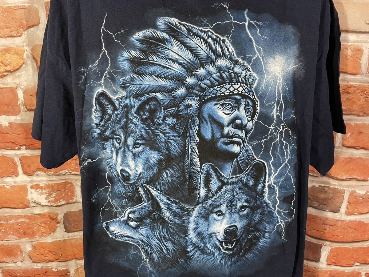 vintage Wolf Indian Chief Lightning thunder shirt - sz 2XL vintage Wolf Indian Chief Lightning thunder shirt - sz 2XL