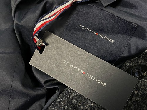 Tommy Hilfiger Men's Blue Wool Bouclé Double-Breasted Overcoat Jacket Size 40R - 第 3/3 張圖片