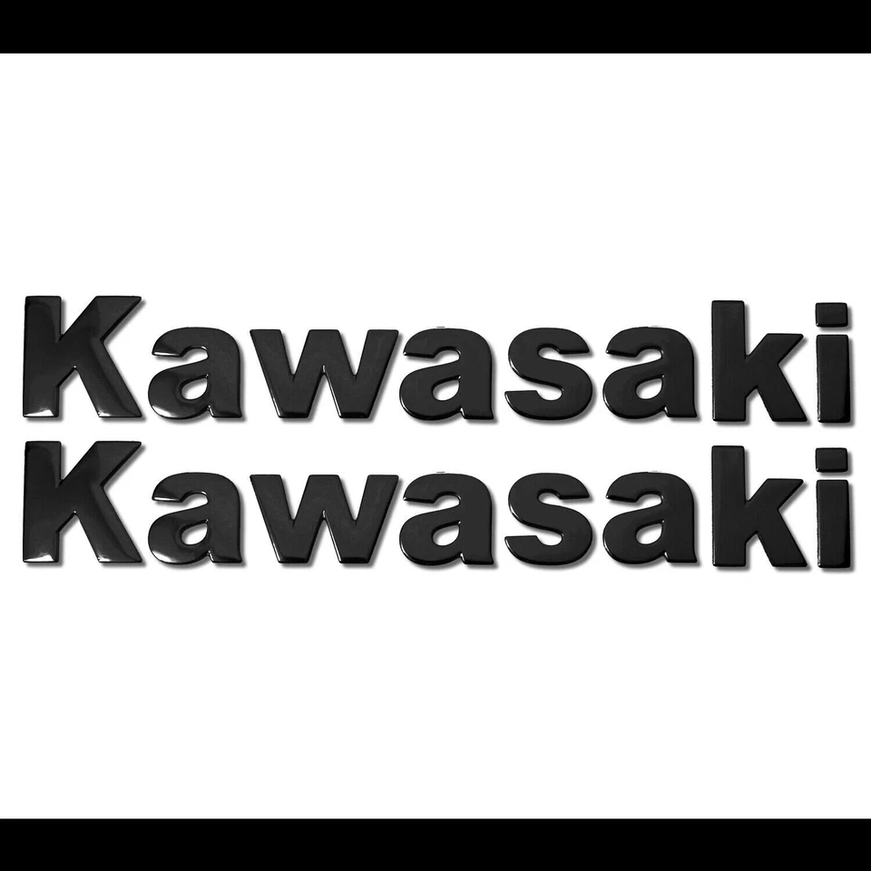 2X 8"X 1.25" 3D PULIDO ABS/BRILLANTE EMBLEMA CALCOMANÍA LOGO + LETRA PEGATINA KAWASAKI NEGRO Foto 2 de 2