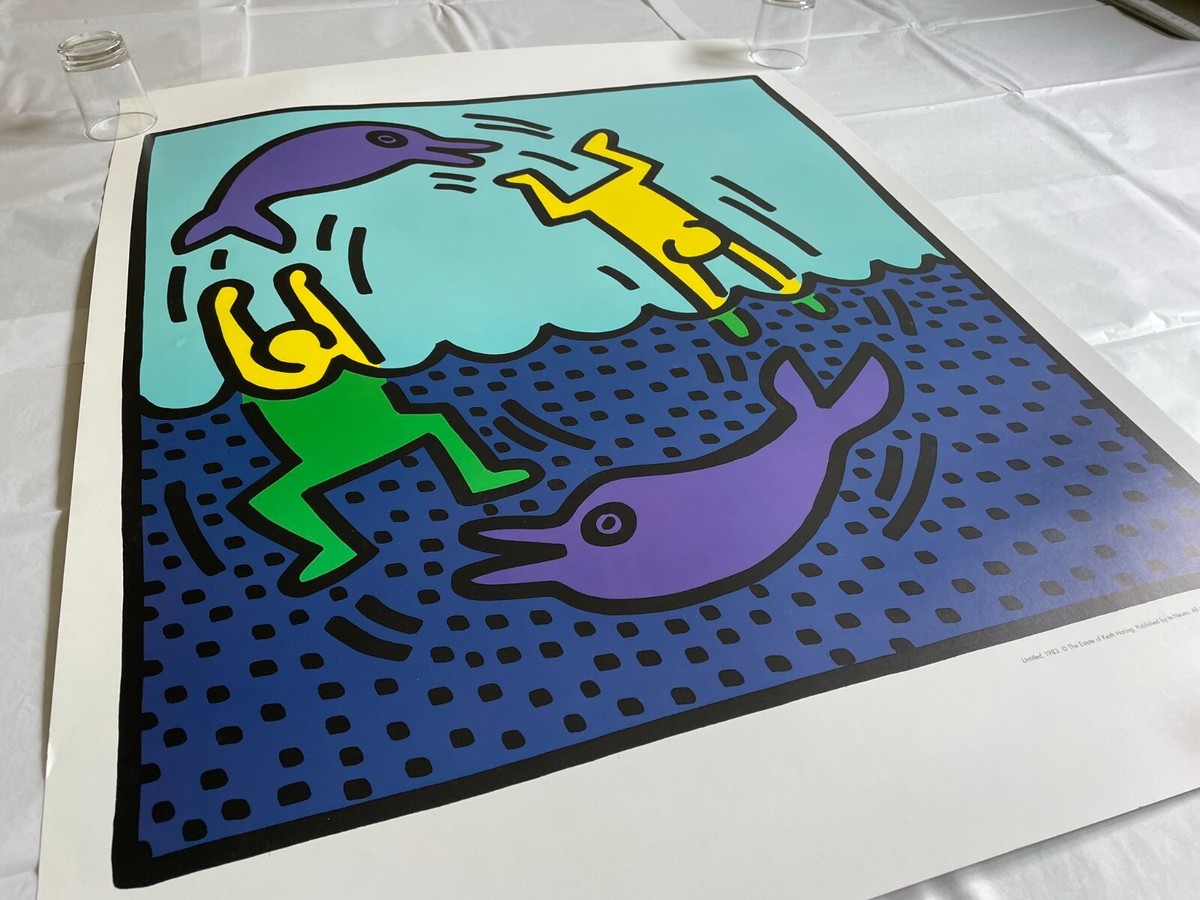 Keith Haring 1983 print Dolphins Water Swimming kaws banksy warhol