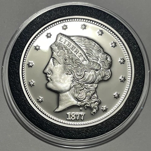 Barber’s 1877 $50 Half Union Pattern Proof Coin Copyy 1 Troy Oz .999 Fine Silver