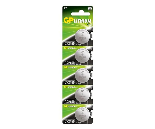 GP CR2450 Lithium 3V | Pack 5x Batterie Alta Densità Energetica DL2450