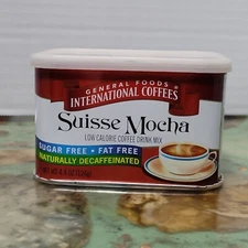 Vtg 1990s General Foods International Coffees Tin SUGAR FREE Suisse Mocha Decaf